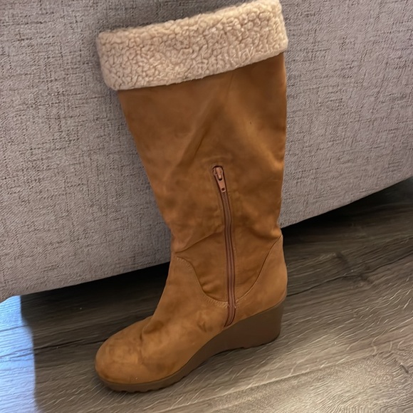 Nine West Chillout Round Toe Tan Wedge Boot 10M - Picture 2 of 7